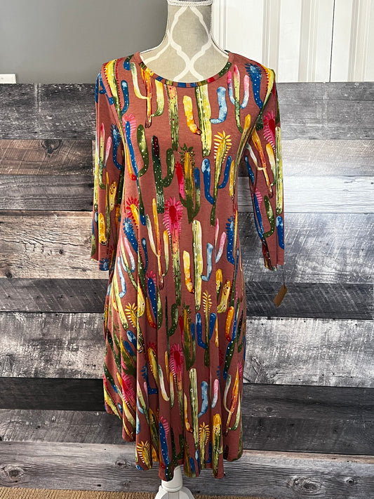 Mauve Cactus Print Dress