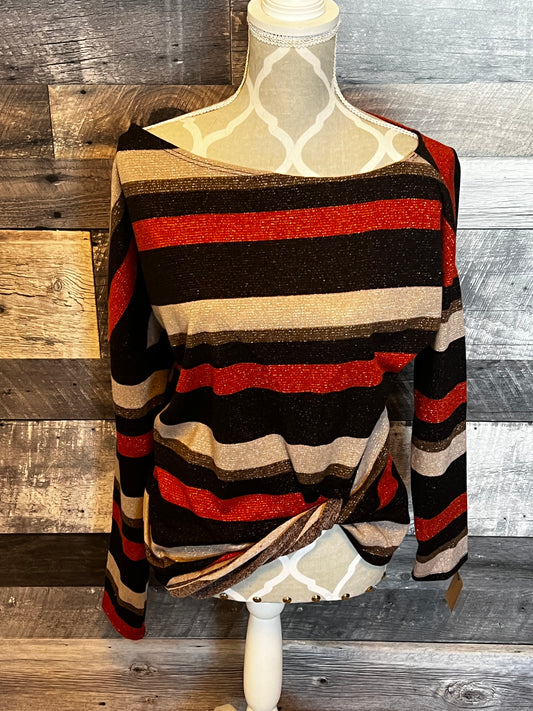 One Shoulder Knit Sweater with Front Twist