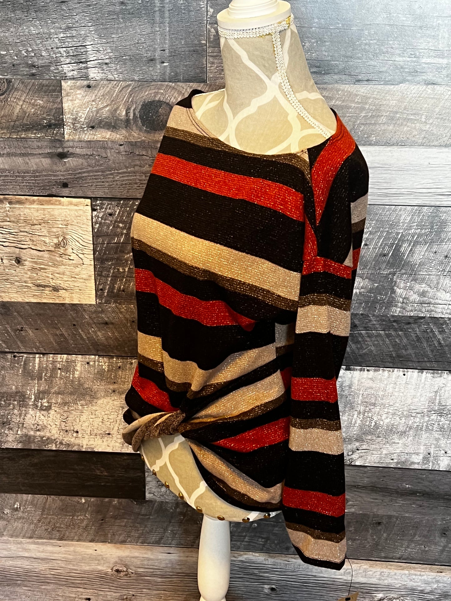 One Shoulder Knit Sweater with Front Twist